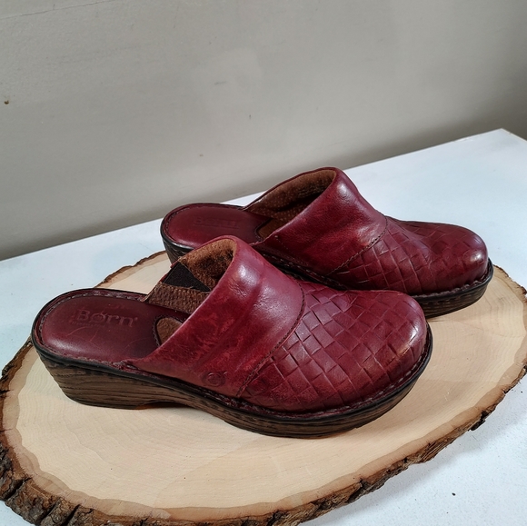 Born Leather slides mules clogs wine made in Mexico women's Size 6.5 - Picture 4 of 14